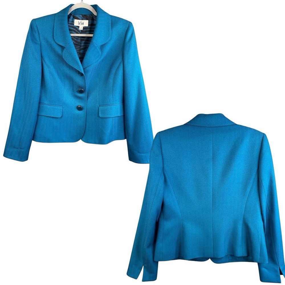 Le Suit 2 Pc Skirt Suit Womens Size 10 Blue Career NWT MSRP $200 - Picture 2 of 11